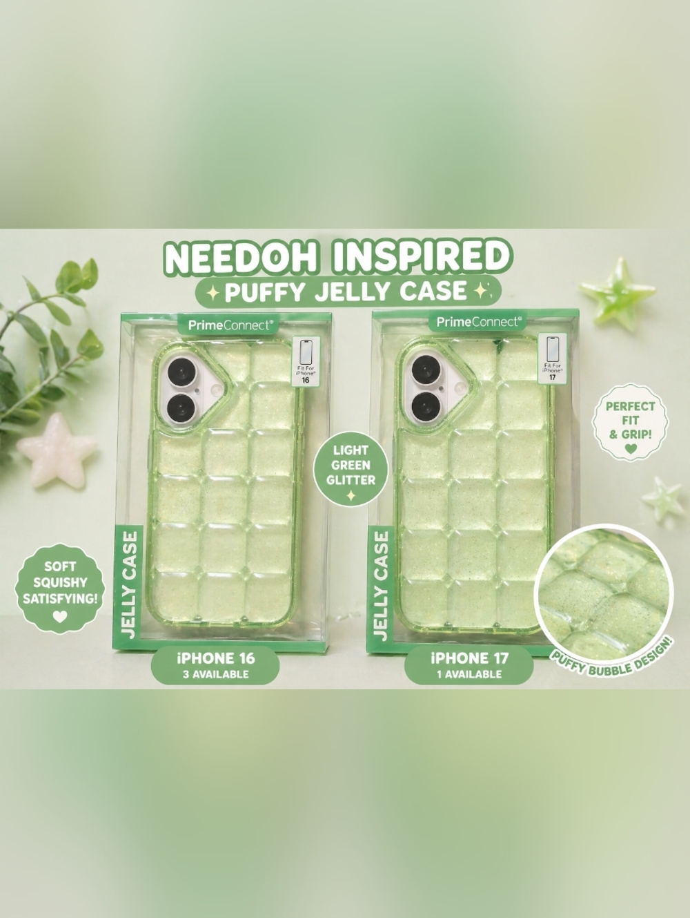 NeeDoh Inspired Puffy iPhone Case 💚 Squishy Bubble Aesthetic iPhone 16/17